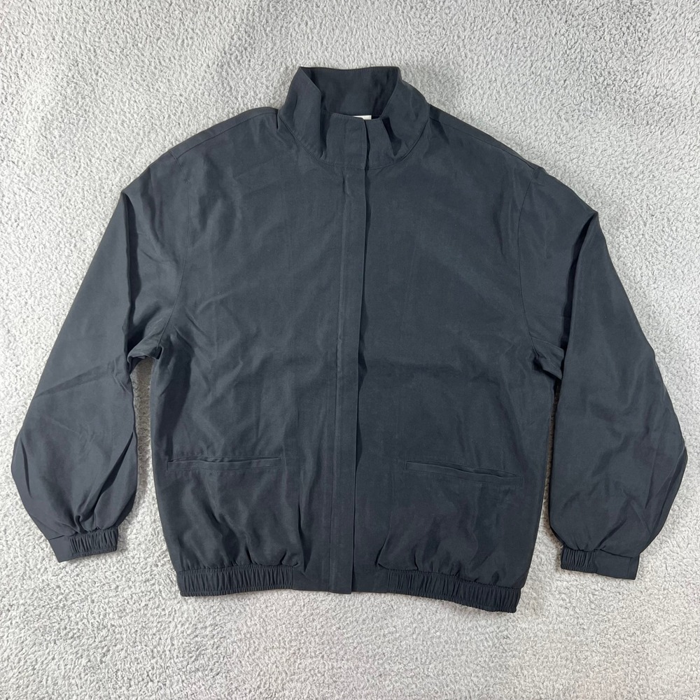 Nike Full Zip Jacket Women's L Black Lightweight Mock Neck Elastic‎ Hem VTG NWT